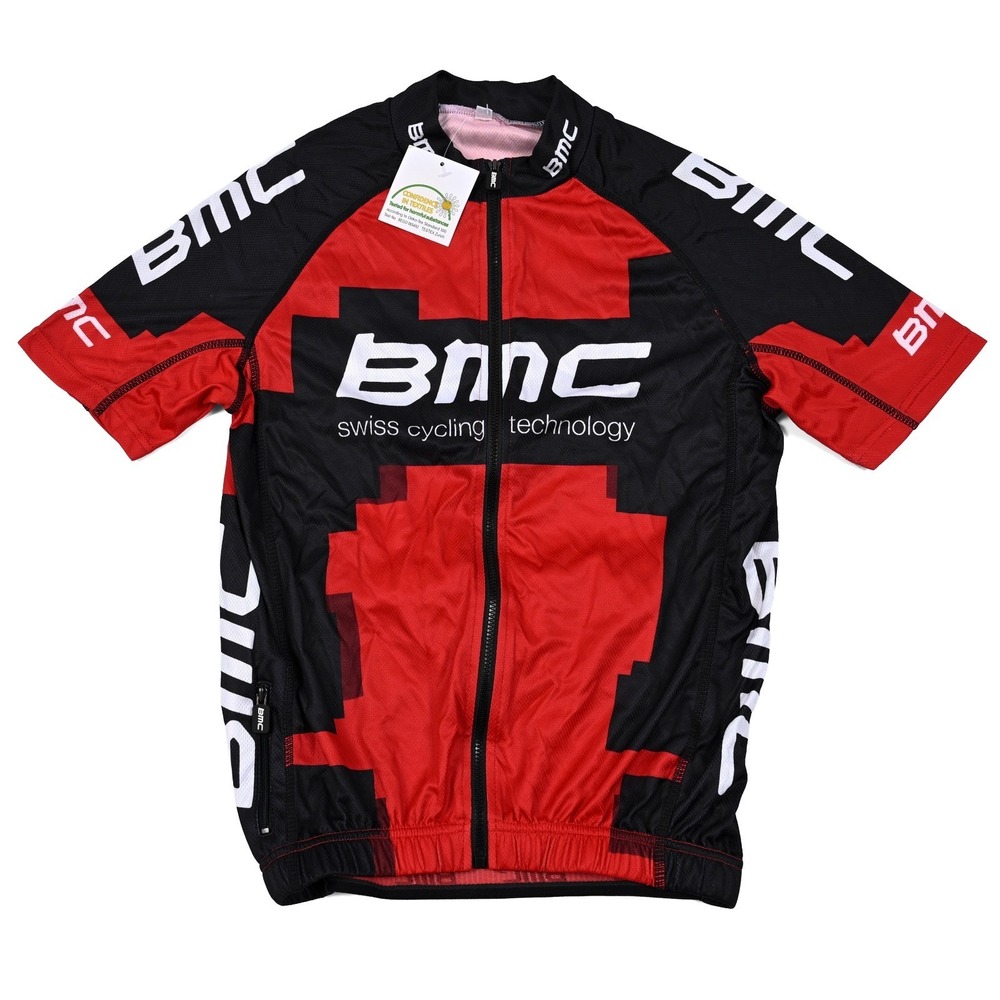 BMC Swiss‎ Mens Small Red Short Sleeve Cycling Road Bike Full Zip Jersey NWT